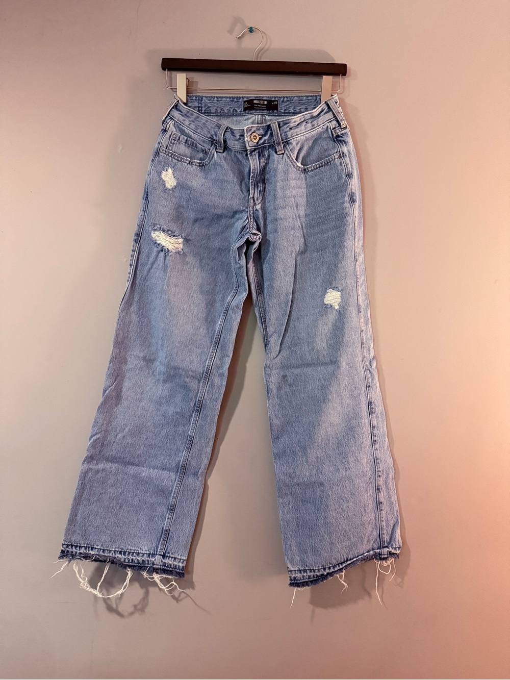 Hollister Light Blue Distressed Straight-Leg Jeans